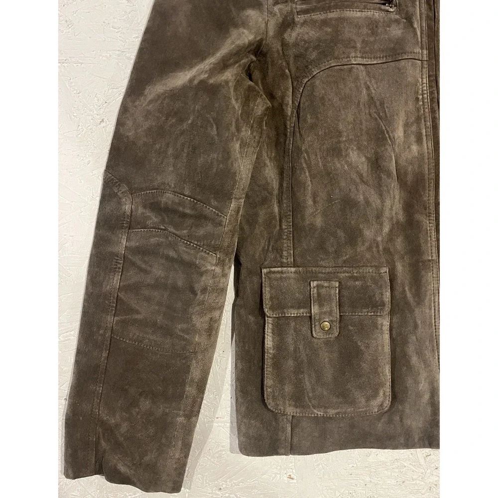 ALFANI WOMEN'S GENUINE LEATHER SUEDE OLIVE GREEN JACKET SIZE‎ MEDIUM POCKETS ZIP